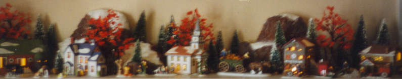 New England Village Autumn Mantel